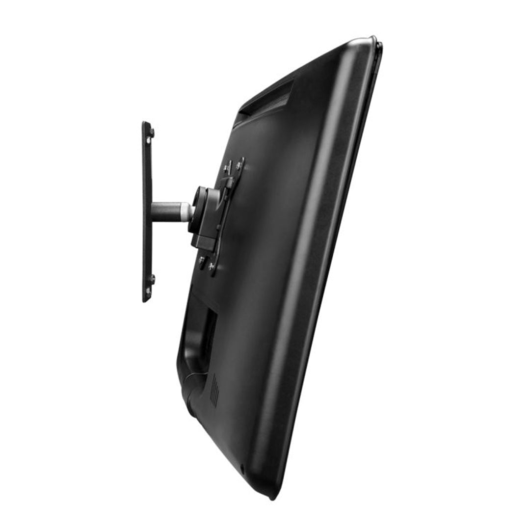 Adjustable monitor bracket for secure VESA mounting (75x75mm, 100x100mm), supports up to 25kg, with 20-degree movement. Attached to the monitor.