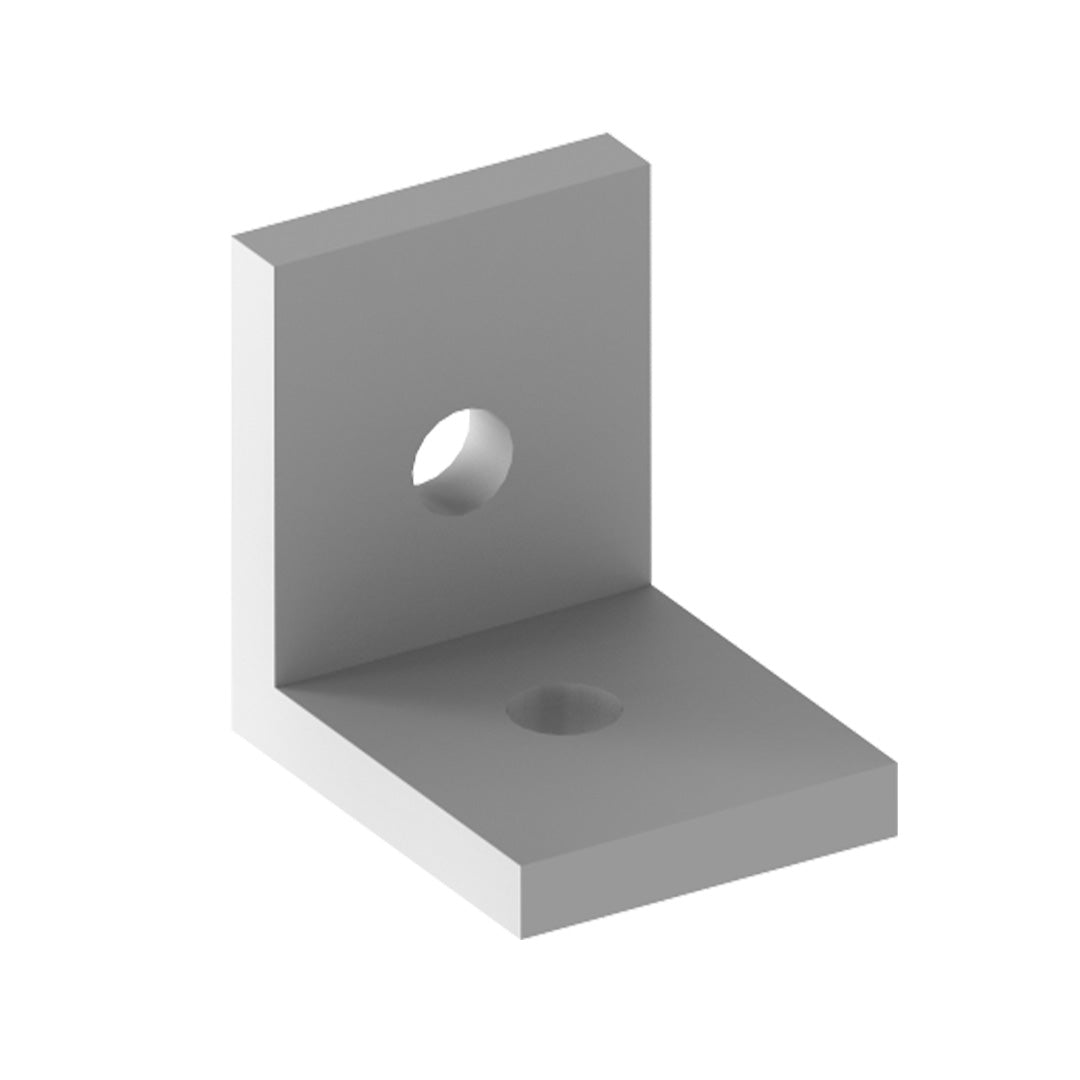 AME System aluminium angle corner brackets 40x40x6 for 40 series, 6mm aluminium, clear anodized finish, M8 mounting slots.