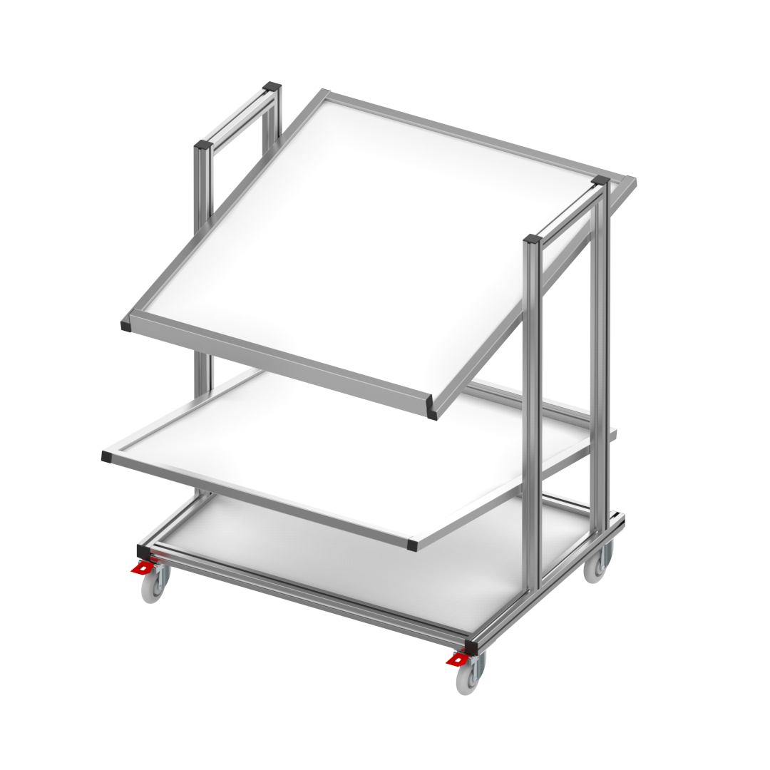 AME System Aluminium Kanban Trolley 1040 , internal shelf size 900x1040