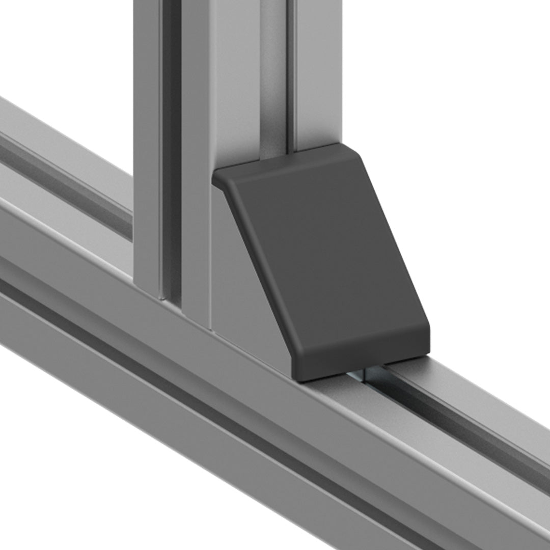 Aluminium Corner Angle Support Bracket 40x40 with cover in assembly.