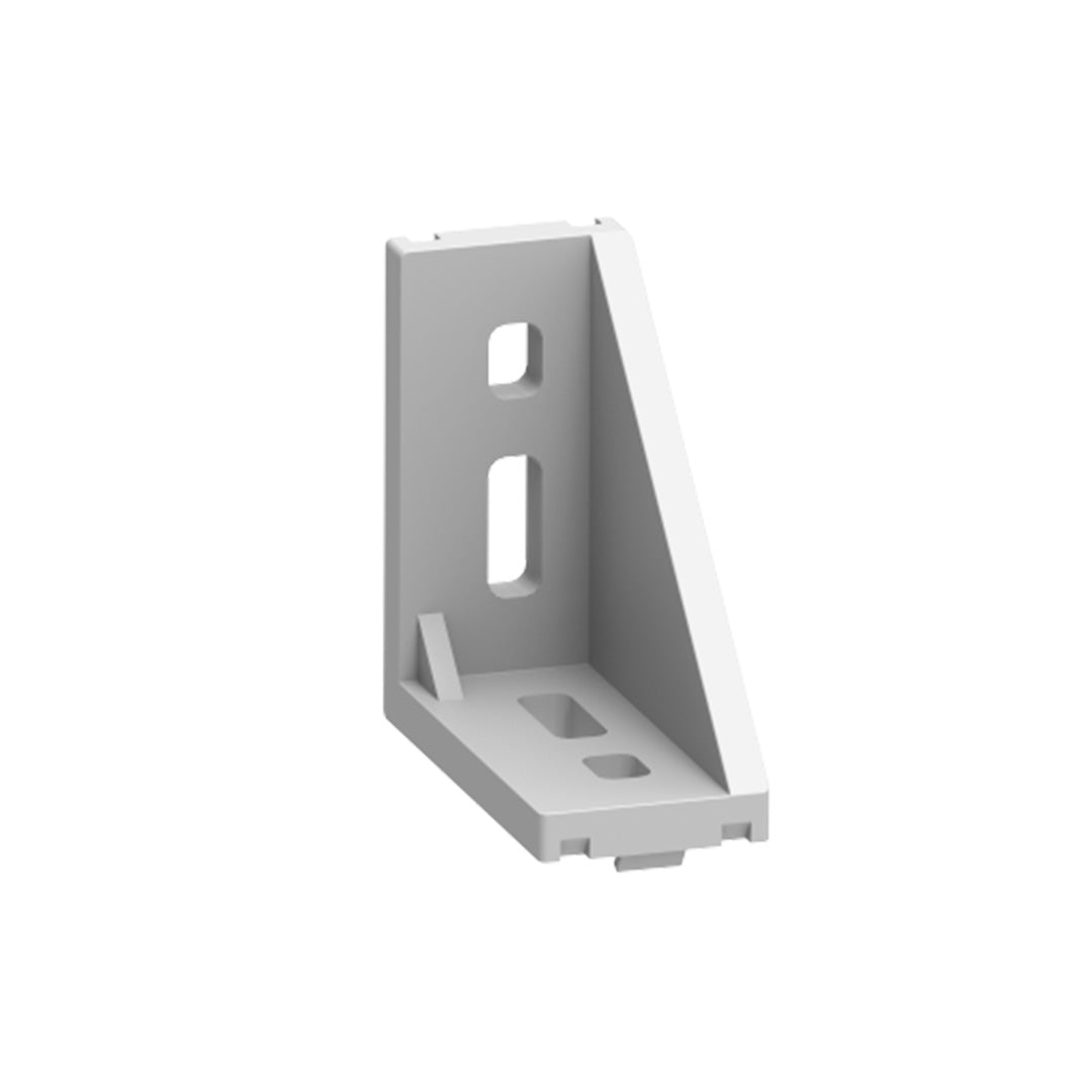 AME System aluminium corner bracket with cover for 30 series, 58x58mm, die cast, ideal for heavy-duty assemblies.