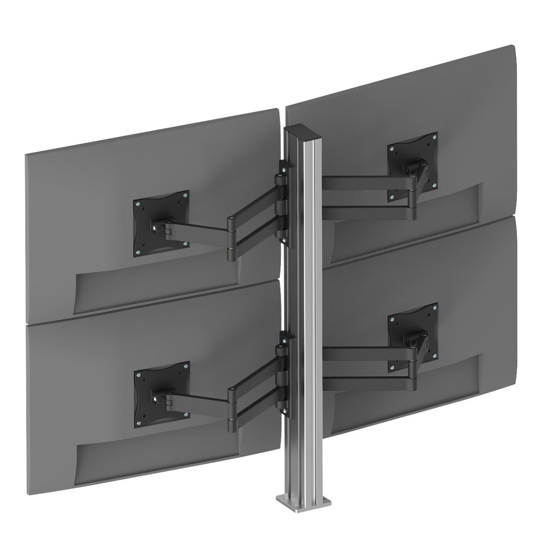 HD Series monitor pole, 760mm tall, featuring a 40x80mm profile, designed for robust support and easy mounting of displays. Presenting brackets attached to the monitor.