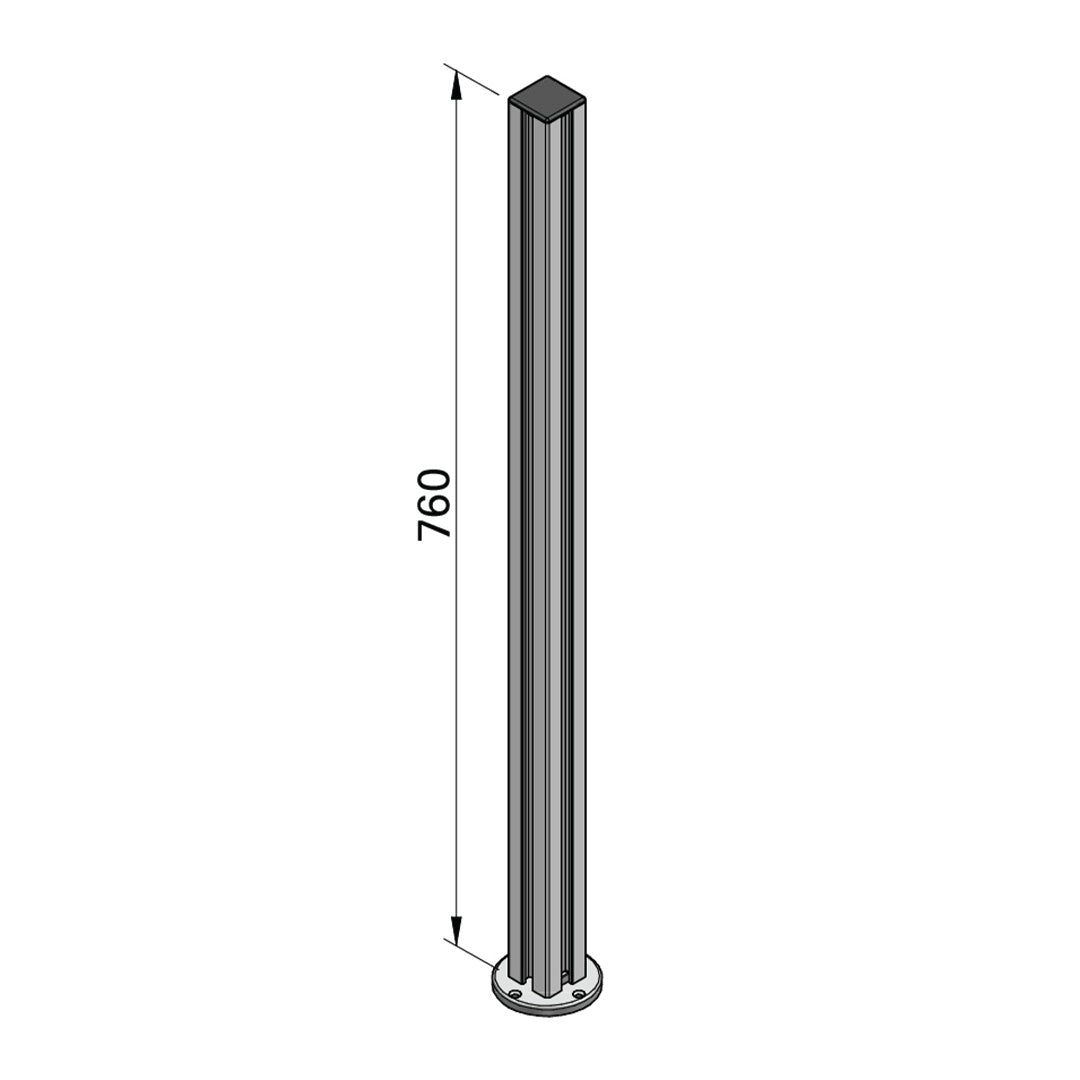 monitor pole, 760mm tall, featuring a 40x40mm profile, designed for reliable support and versatile display mounting.