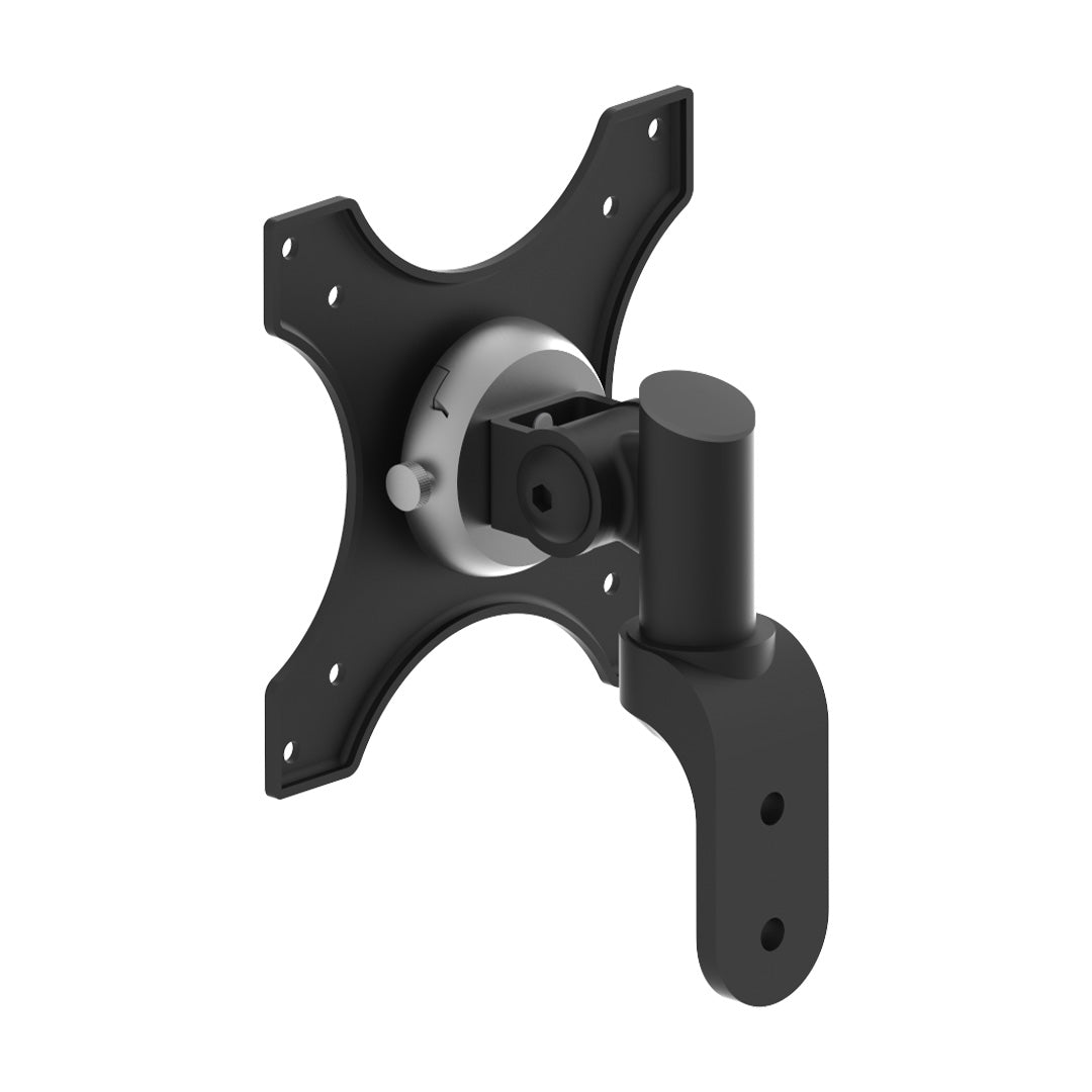 AME Quick Release Pivot Monitor Bracket for VESA 75x75mm and 100x100mm mounts, supports up to 6kg, with adjustable pivot. Presenting without fasteners.