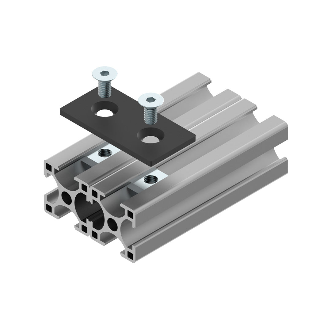 AME System Plate Joiner 30x60 Joining Fastener to use with 30 Series T-Slot Profiles. T-slot element with fasteners and 30x60 profile