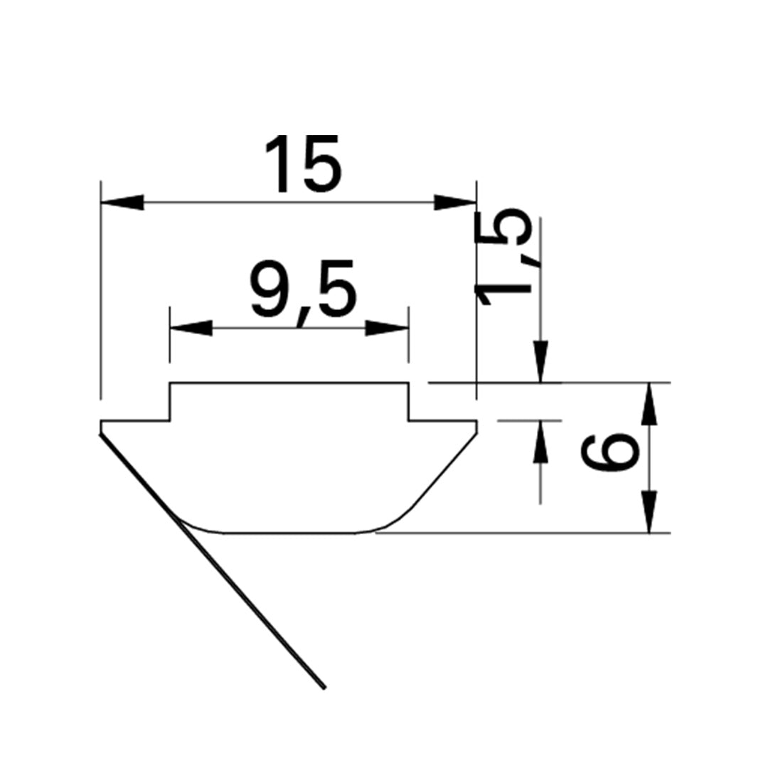 AME System T-Slot Profile M8 M6 M5 Spring Nut, 40 Series Fastener datasheet drawing, showing dimensions 15 and 9.5mm, 6mm thick