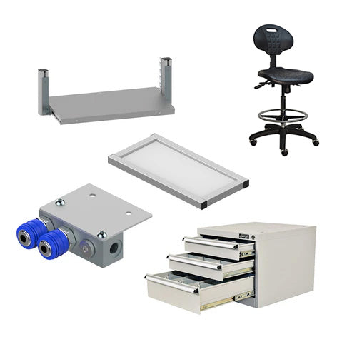 Accessories for Workstations, Workbenches, Sit and stand desks and production trolleys
